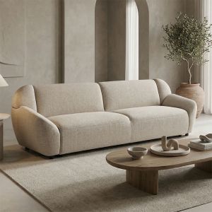 Триместен диван Echono бежов плат 230X88X77СМ