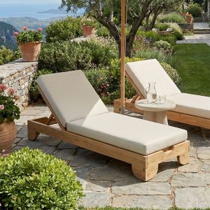 Fendy chaise longue with Vertian cushion made of fir in natural color 71.5X200X24CM