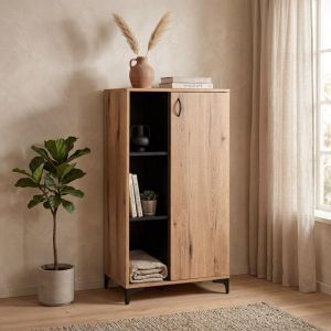 Showcase Alba Artisan oak - black 68X40X134CM
