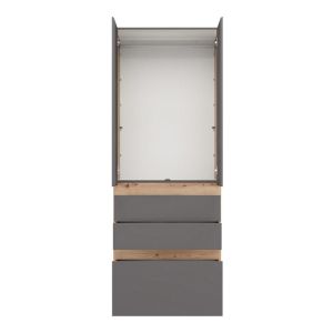 Гардероб Arderin 2K3F H207 артисан дъб - графитно сиво 79X52X208СМ