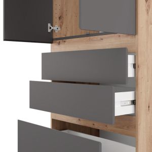 Гардероб Arderin 2K3F H207 артисан дъб - графитно сиво 79X52X208СМ
