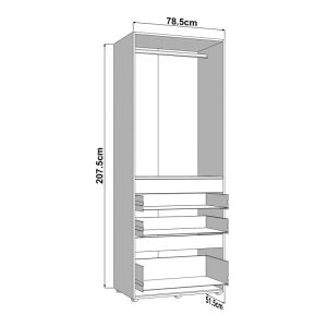 Гардероб Arderin 2K3F H207 артисан дъб-бял 79X52X208СМ