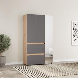 Гардероб Arderin 3K3F1O H207 артисан дъб-графитно сиво 117X52X208СМ
