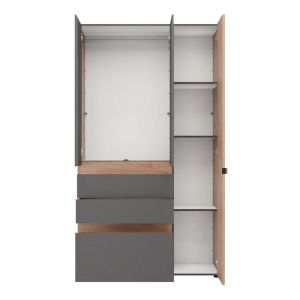 Гардероб Arderin 3K3F1O H207 артисан дъб-графитно сиво 117X52X208СМ