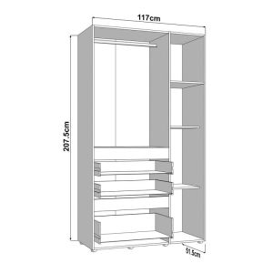 Гардероб Arderin 3K3F1O H207 артисан дъб-графитно сиво 117X52X208СМ