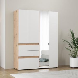 Гардероб Arderin 4K3F1O H207 артисан дъб-бял 155X52X208СМ