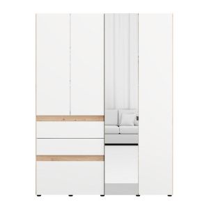 Гардероб Arderin 4K3F1O H207 артисан дъб-бял 155X52X208СМ