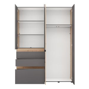 Гардероб Arderin 4K3F1O H207 артисан дъб-графитно сиво 155X52X208СМ