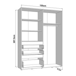 Гардероб Arderin 4K3F1O H207 артисан дъб-графитно сиво 155X52X208СМ