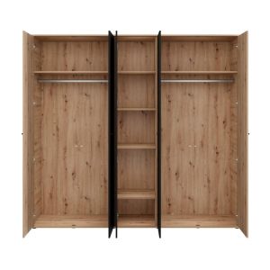 Гардероб Avignon 5K H211 артисан дъб - черен цвят 228X55X211СМ