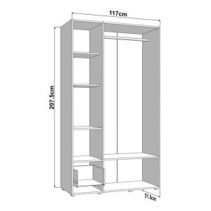 Гардероб Campsie 3K1F1O H207 цвят бял 118X52X208СМ