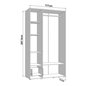 Гардероб Campsie 3K1F1O H207 цвят дъб Artisan 118X52X208CM