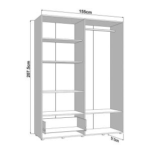 Гардероб Campsie 4K1F1O H207 цвят бял 155X52X208СМ