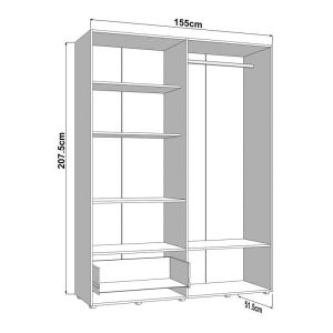 Гардероб Campsie 4K1F1O H207 цвят дъб Artisan 155X52X208CM