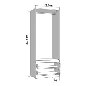 Гардероб Dillon 2K2F H207 артисан дъб-бял 79X52X208СМ