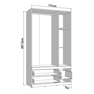 Гардероб Dillon 3K3F1O H207 артисан дъб-бял 117X52X208СМ