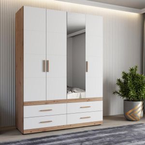 Гардероб Dillon 4K4F1O H207 артисан дъб-бял 155X52X208СМ