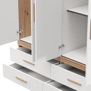 Гардероб Dillon 4K4F1O H207 артисан дъб-бял 155X52X208СМ