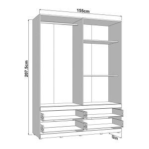 Гардероб Dillon 4K4F1O H207 артисан дъб-бял 155X52X208СМ