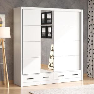 Гардероб с огледало Albi Plus 205 2F Og бял цвят 205X60X216СМ