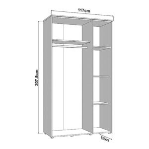 Гардероб с огледало Lambeth 3K1O H207 кашмир-артизън дъб цвят 120X54X208СМ