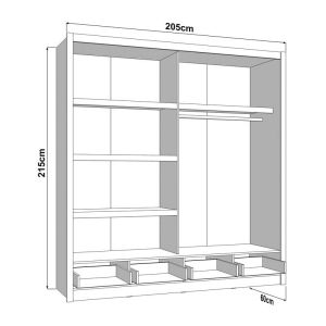 Гардероб с оглесало Albi Plus 205 2F Og цвят Artisan Oak 205X60X216СМ