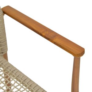 Solana garden chair, stackable - teak wood - aluminum in brown - Pe rope in natural shade 56X57X95CM