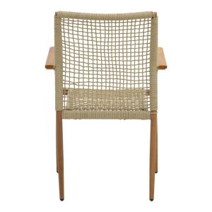 Solana garden chair, stackable - teak wood - aluminum in brown - Pe rope in natural shade 56X57X95CM