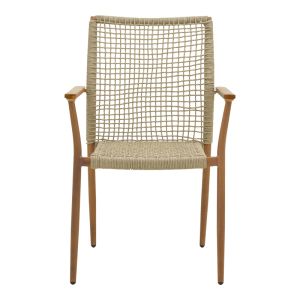 Solana garden chair, stackable - teak wood - aluminum in brown - Pe rope in natural shade 56X57X95CM