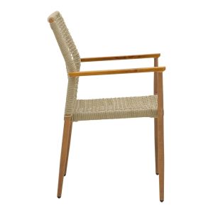 Solana garden chair, stackable - teak wood - aluminum in brown - Pe rope in natural shade 56X57X95CM
