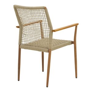 Solana garden chair, stackable - teak wood - aluminum in brown - Pe rope in natural shade 56X57X95CM