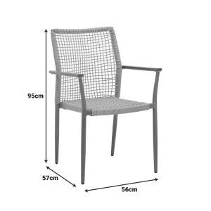 Solana garden chair, stackable - teak wood - aluminum in brown - Pe rope in natural shade 56X57X95CM
