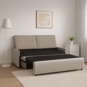 Двумесен разтегателен диван New Orelia бежово-кафяв цвят 164X92X85СМ