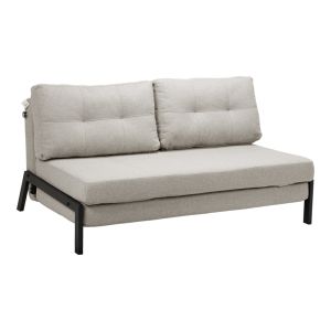 Двуместен диван - легло Fancy плат бежово-черни метални крака 150X98X70СМ