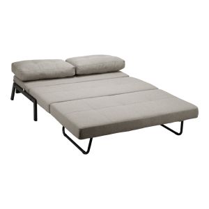 Двуместен диван - легло Fancy плат бежово-черни метални крака 150X98X70СМ