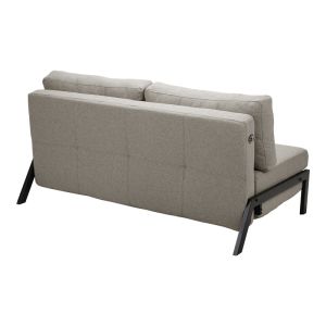 Двуместен диван - легло Fancy плат бежово-черни метални крака 150X98X70СМ