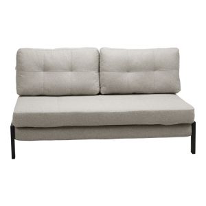 Двуместен диван - легло Fancy плат бежово-черни метални крака 150X98X70СМ