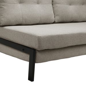 Двуместен диван - легло Fancy плат бежово-черни метални крака 150X98X70СМ
