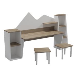 Детско бюро с табуретка Dualto Sonoma-white 180X30X93.6СМ