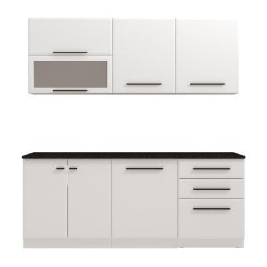Kitchen furniture set Amelia 200 white-white glossy color 200X56X200CM