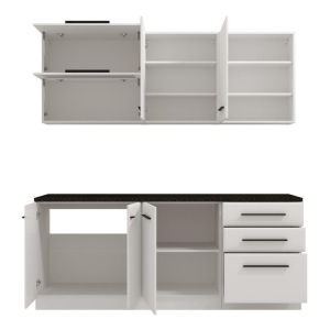 Kitchen furniture set Amelia 200 white-white glossy color 200X56X200CM