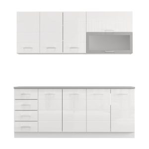 Kitchen furniture set Una 200 white-white glossy color 200X60X213CM