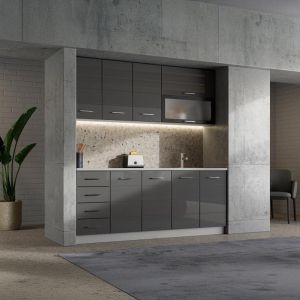 Kitchen furniture set Una 200 white-gray glossy color 200X60X213CM