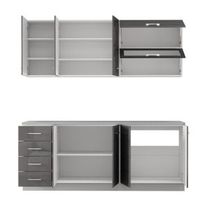 Kitchen furniture set Una 200 white-gray glossy color 200X60X213CM