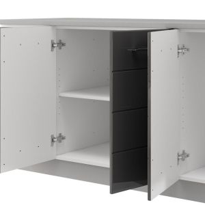 Kitchen furniture set Una 200 white-gray glossy color 200X60X213CM