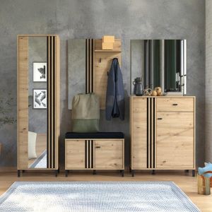Мебели за антре Laval 2K1F2V дъб Artisan - черен цвят 87X40X110СМ
