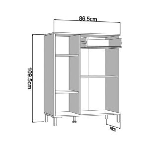 Мебели за антре Laval 2K1F2V дъб Artisan - черен цвят 87X40X110СМ