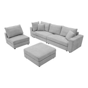 Мултимодален диван Navaro сив плат 281X256X85СМ