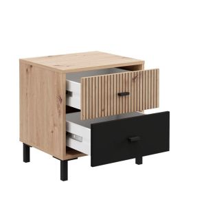 Нощно шкафче Avignon NO2F Artisan дъб - черен цвят 48X40X52СМ
