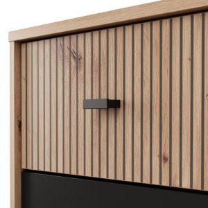 Нощно шкафче Avignon NO2F Artisan дъб - черен цвят 48X40X52СМ